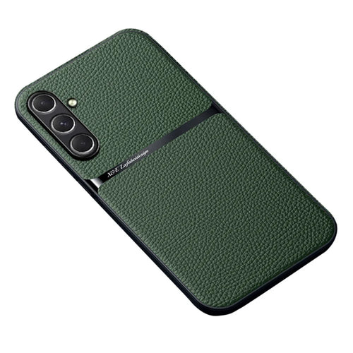 For Samsung Galaxy A56 5G Magnetic Case Litchi Texture Slim Soft TPU + PU Leather Phone Cover - Green - 1