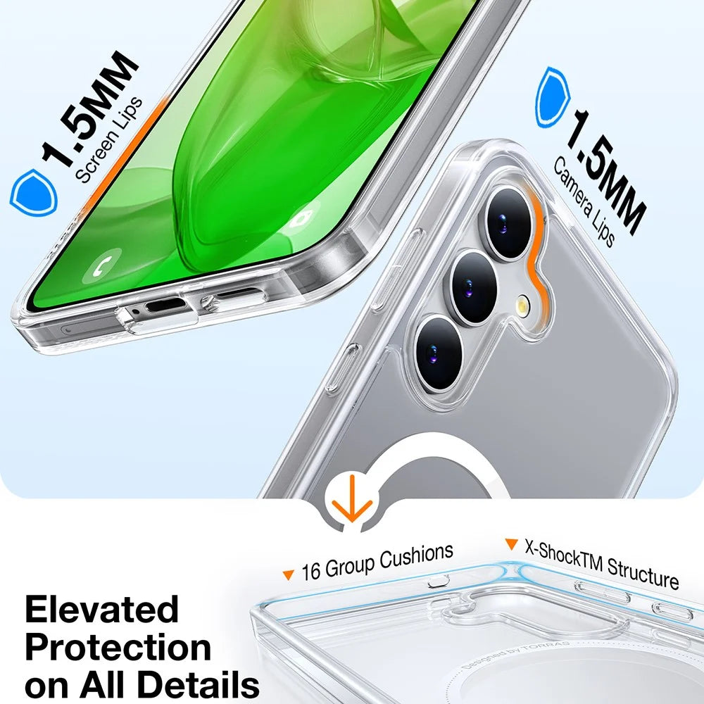 TORRAS Guardian-Mag Series For Samsung Galaxy S25 Magnetic Case TPU Phone Cover - Transparent - 2
