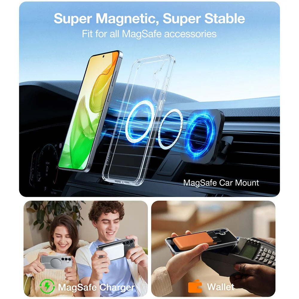 TORRAS Guardian-Mag Series For Samsung Galaxy S25 Magnetic Case TPU Phone Cover - Transparent - 4
