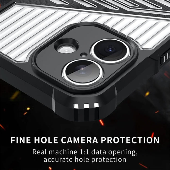 For iPhone 16 Plus Case Folding Kickstand PC + TPU Anti Drop Phone Cover - Transparent Black - 5
