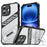 For iPhone 16 Case Folding Kickstand PC + TPU Anti Drop Phone Cover - Transparent Black - 1