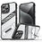 For iPhone 15 Pro Max Case Folding Kickstand PC + TPU Anti Drop Phone Cover - Transparent Black - 1