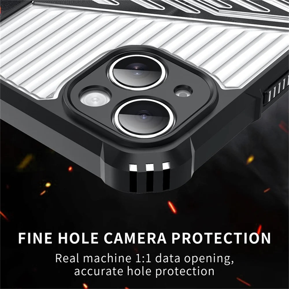 For iPhone 14 Case Folding Kickstand PC + TPU Anti Drop Phone Cover - Transparent Black - 5