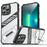 For iPhone 13 Pro Case Folding Kickstand PC + TPU Anti Drop Phone Cover - Transparent Black - 1