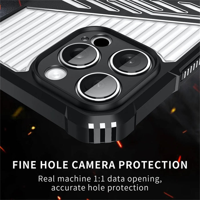 For iPhone 13 Pro Case Folding Kickstand PC + TPU Anti Drop Phone Cover - Transparent Black - 5