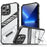 For iPhone 13 Pro Max Case Folding Kickstand PC + TPU Anti Drop Phone Cover - Transparent Black - 1