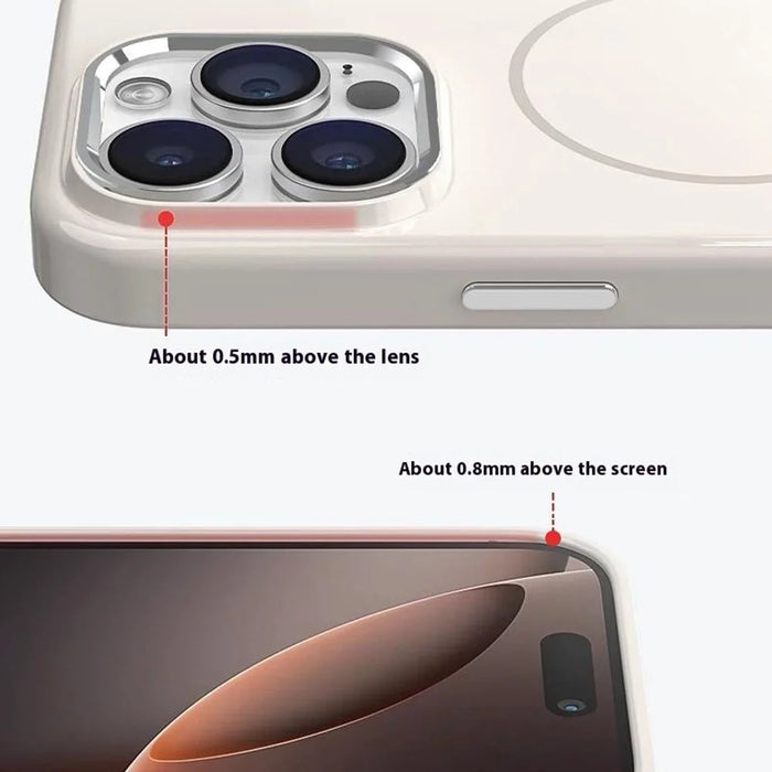 For iPhone 16 Pro Max Case Compatible with MagSafe TPU + PC Scratch Resistant Phone Back Cover with Metal Accents - Beige - 6