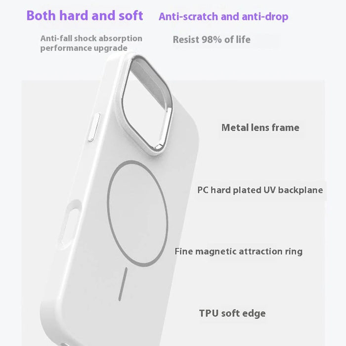 For iPhone 16 Pro Max Case Compatible with MagSafe TPU + PC Scratch Resistant Phone Back Cover with Metal Accents - Beige - 7