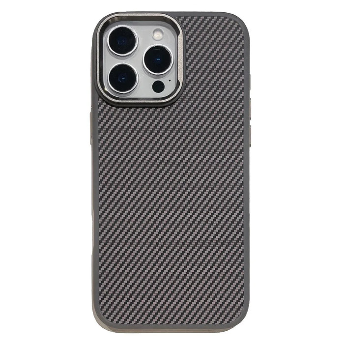 For iPhone 16 Pro Max Case Compatible with MagSafe PC + TPU Phone Back Cover Carbon Fiber Texture - Grey - 1