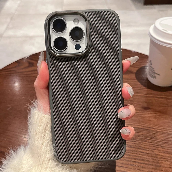 For iPhone 16 Pro Max Case Compatible with MagSafe PC + TPU Phone Back Cover Carbon Fiber Texture - Grey - 2