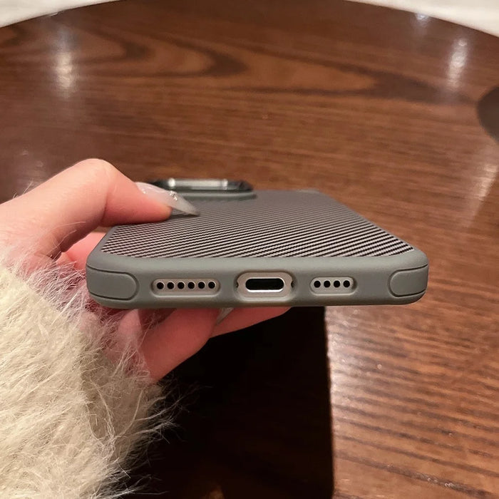For iPhone 16 Pro Max Case Compatible with MagSafe PC + TPU Phone Back Cover Carbon Fiber Texture - Grey - 3