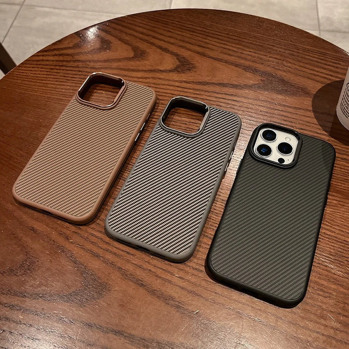 For iPhone 16 Pro Max Case Compatible with MagSafe PC + TPU Phone Back Cover Carbon Fiber Texture - Grey - 7