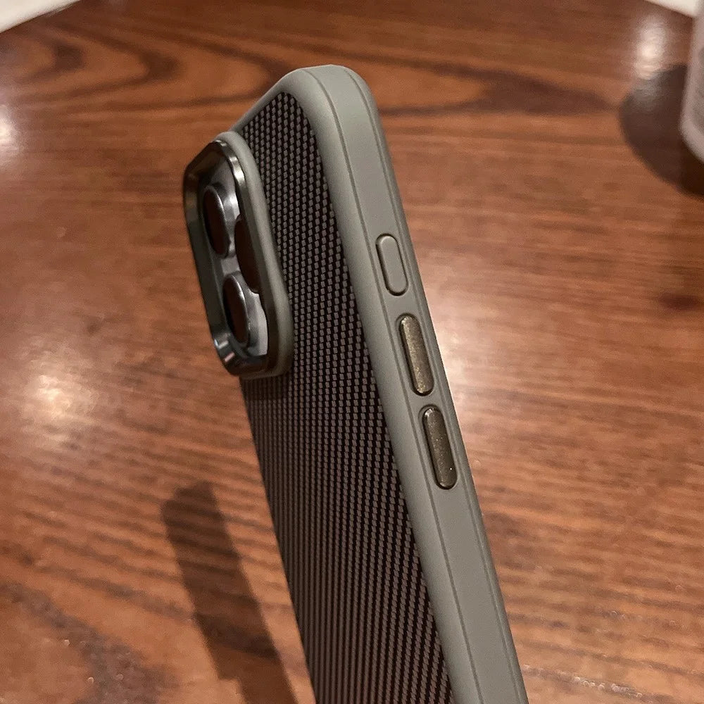 For iPhone 16 Pro Case Compatible with MagSafe PC + TPU Phone Back Cover Carbon Fiber Texture - Grey - 5