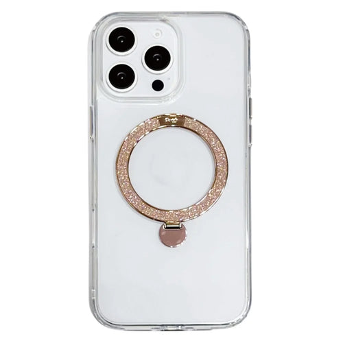For iPhone 16 Pro Max Case Compatible with MagSafe TPU + PC Kickstand Clear Phone Cover - Gold - 1