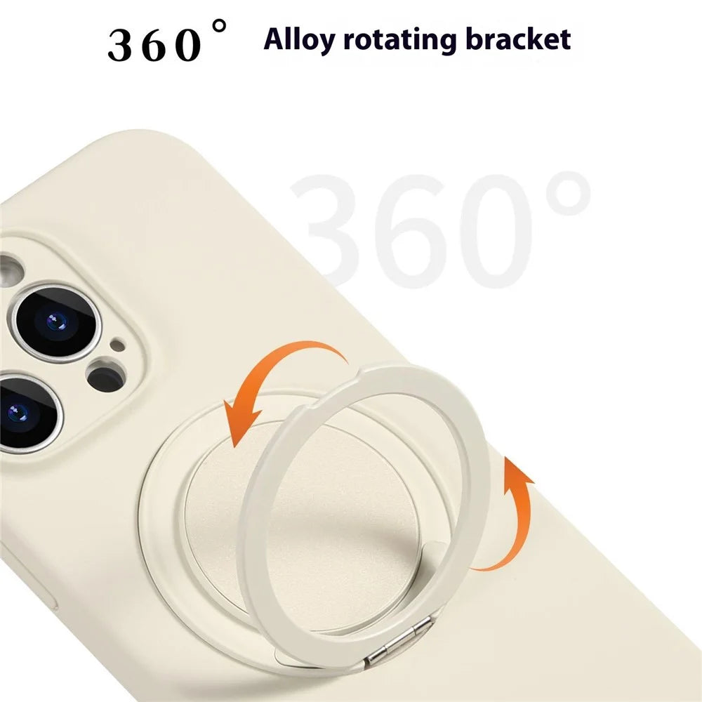Bulk Purchasing For iPhone 16 Pro Max Case Compatible with MagSafe Kickstand Liquid Silicone Phone Cover Precise Cutouts - Antique White - 3