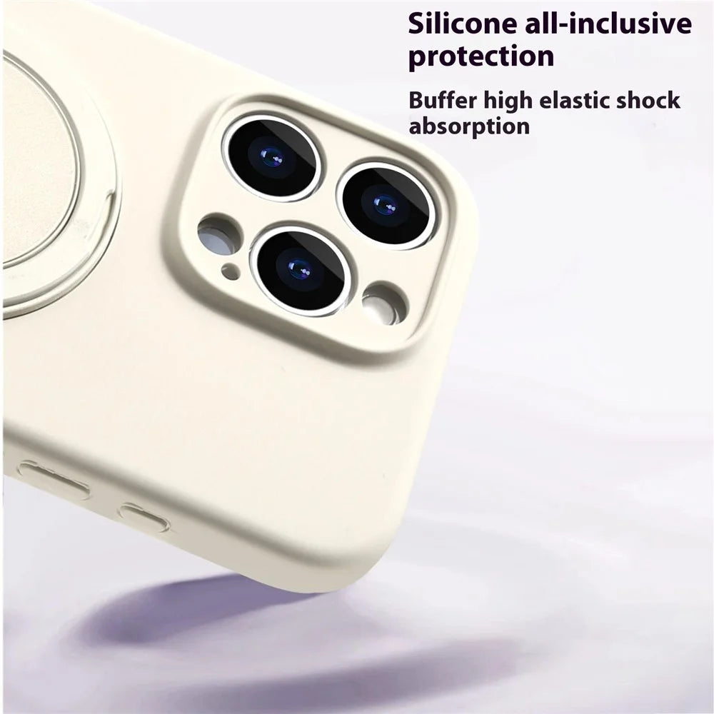 Bulk Purchasing For iPhone 16 Pro Max Case Compatible with MagSafe Kickstand Liquid Silicone Phone Cover Precise Cutouts - Antique White - 4