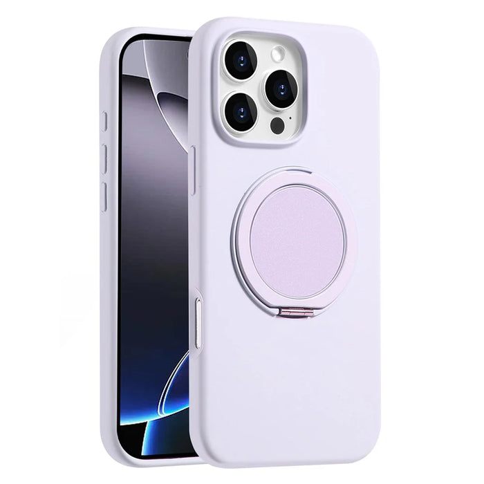 Bulk Purchasing For iPhone 16 Pro Max Magnetic Case Large Cutouts Kickstand Liquid Silicone Phone Cover - Purple - 1