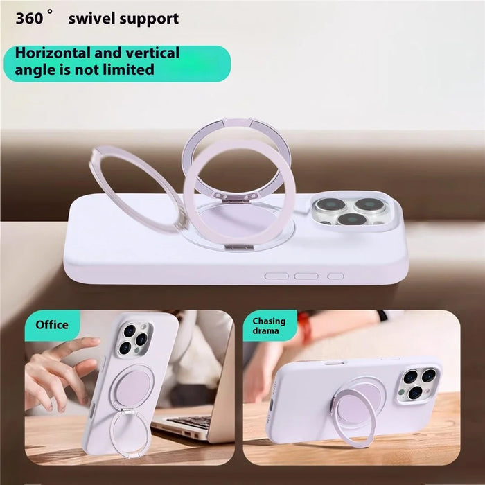 Bulk Purchasing For iPhone 16 Pro Max Magnetic Case Large Cutouts Kickstand Liquid Silicone Phone Cover - Purple - 3
