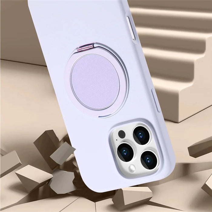 Bulk Purchasing For iPhone 16 Pro Max Magnetic Case Large Cutouts Kickstand Liquid Silicone Phone Cover - Purple - 7