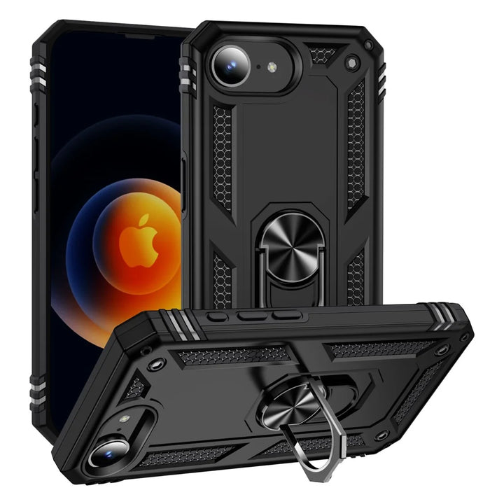 For iPhone 17e / 16e Case PC + TPU Phone Cover with Kickstand - Black - 1