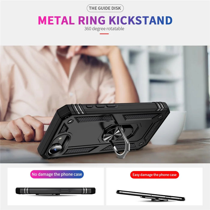 For iPhone 17e / 16e Case PC + TPU Phone Cover with Kickstand - Black - 3
