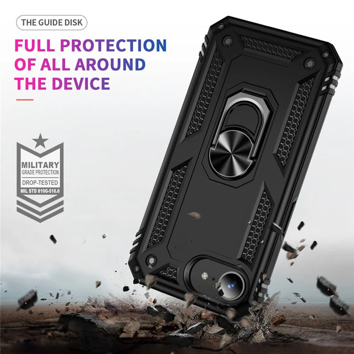 For iPhone 17e / 16e Case PC + TPU Phone Cover with Kickstand - Black - 6