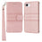 For iPhone 17e / 16e Case Wallet Skin-Touch Leather Imprinted Phone Cover - Pink - 1