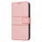 For iPhone 17e / 16e Case Wallet Skin-Touch Leather Imprinted Phone Cover - Pink - 7