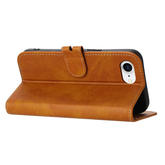 For iPhone 17e / 16e Case Happy Cat Pattern Imprinted Leather Wallet Phone Cover - Yellow - 3