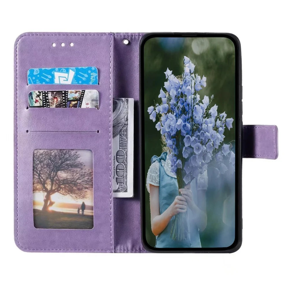 For iPhone 17e / 16e Stand Case Imprinted Totem PU Leather Wallet Phone Cover - Purple - 2