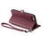 For iPhone 17e / 16e Leather Case with Wrist Strap Wallet Stand Phone Cover - Wine Red - 4