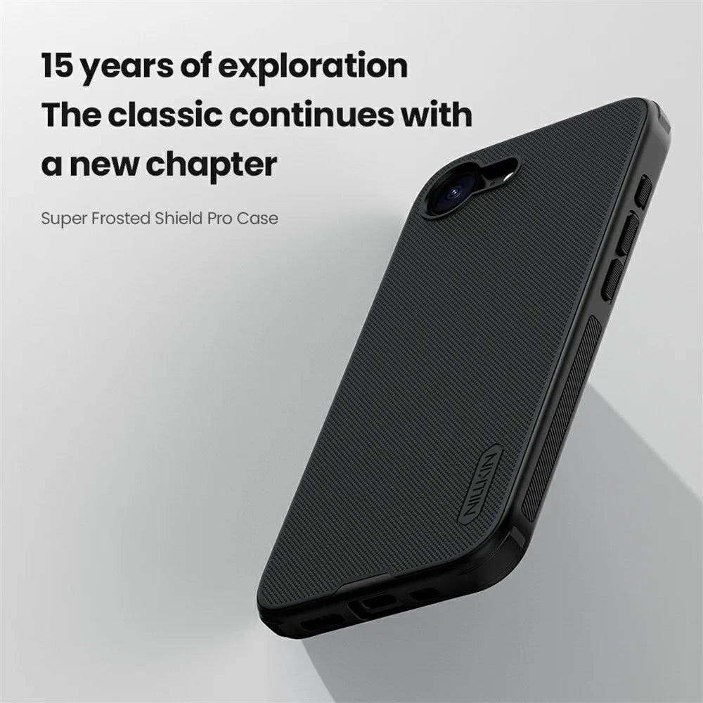 NILLKIN Frosted Shield Pro For iPhone 17e / 16e Case Matte PC + TPU Phone Cover - Black - 6