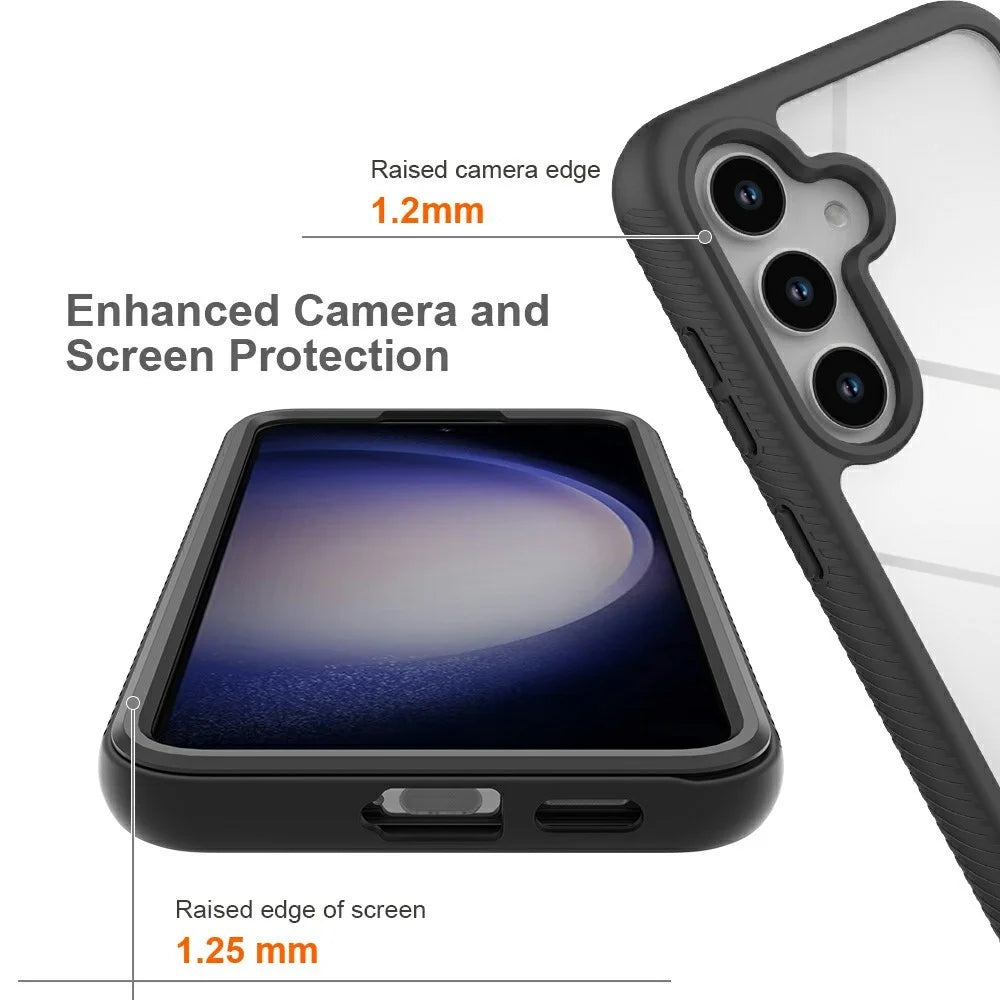 For Samsung Galaxy S24 Magnetic Case PC+TPU Phone Cover with PET Screen Film All-Around Protection - Black - 3