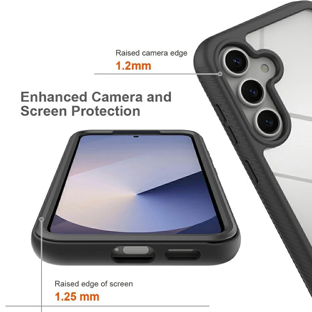 For Samsung Galaxy S25 Magnetic Case PC+TPU Phone Cover with PET Screen Film All-Around Protection - Black - 3