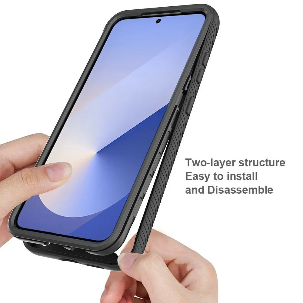 For Samsung Galaxy S25+ Magnetic Case PC+TPU Phone Cover with PET Screen Film All-Around Protection - Black - 2