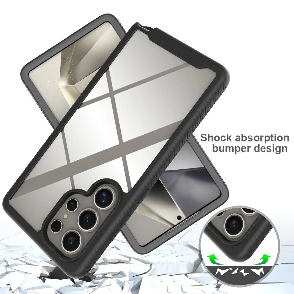 For Samsung Galaxy S25 Ultra Magnetic Case PC+TPU Phone Cover with PET Screen Film All-Around Protection - Black - 5