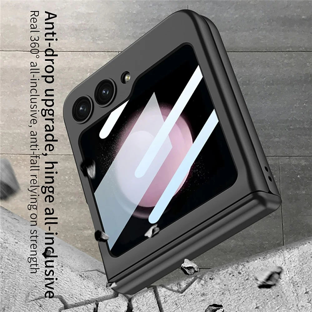 GKK 10691 For Samsung Galaxy Z Flip5 5G Case with Clear Screen Film Magnetic Hinge Protection Phone Cover - Pink - 4