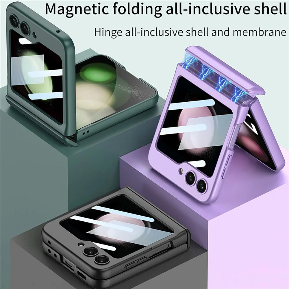 GKK 10691 For Samsung Galaxy Z Flip5 5G Case with Clear Screen Film Magnetic Hinge Protection Phone Cover - Pink - 6