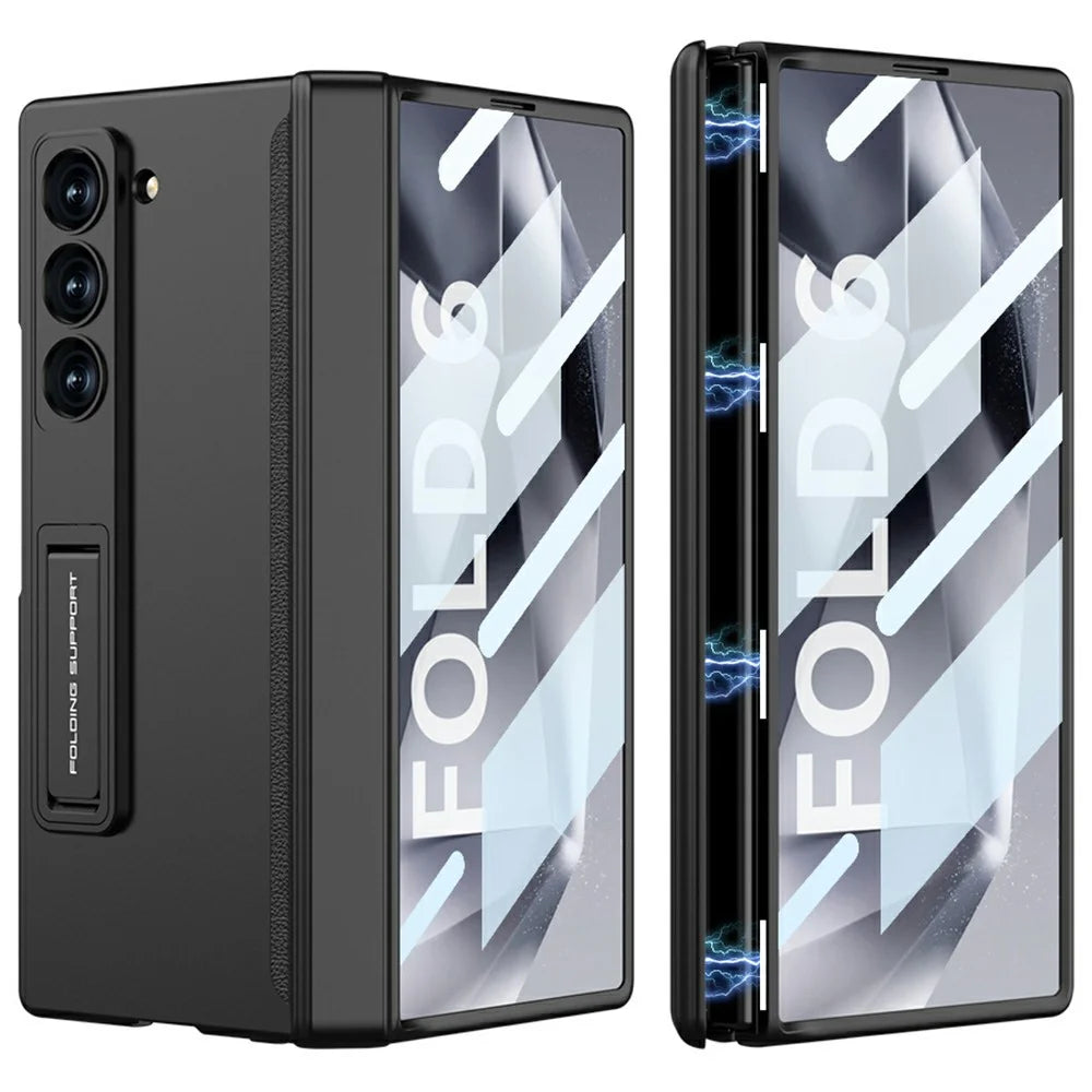 GKK 10691 For Samsung Galaxy Z Fold6 5G Case with Clear Screen Film Magnetic Hinge Kickstand Phone Cover - Black - 1