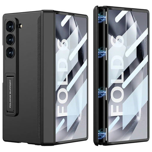 GKK 10691 For Samsung Galaxy Z Fold6 5G Case with Clear Screen Film Magnetic Hinge Kickstand Phone Cover - Black - 1