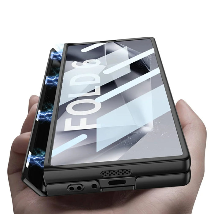 GKK 10691 For Samsung Galaxy Z Fold6 5G Case with Clear Screen Film Magnetic Hinge Kickstand Phone Cover - Black - 3
