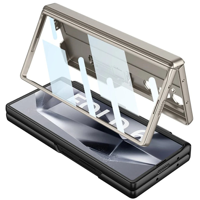 GKK 10691 For Samsung Galaxy Z Fold6 5G Case with Clear Screen Film Magnetic Hinge Kickstand Phone Cover - Black - 5