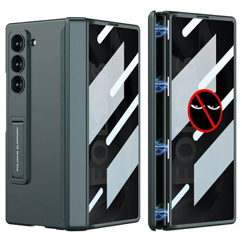 GKK 10691 For Samsung Galaxy Z Fold6 5G Case with Privacy Screen Film Magnetic Hinge Kickstand Phone Cover - Green - 1