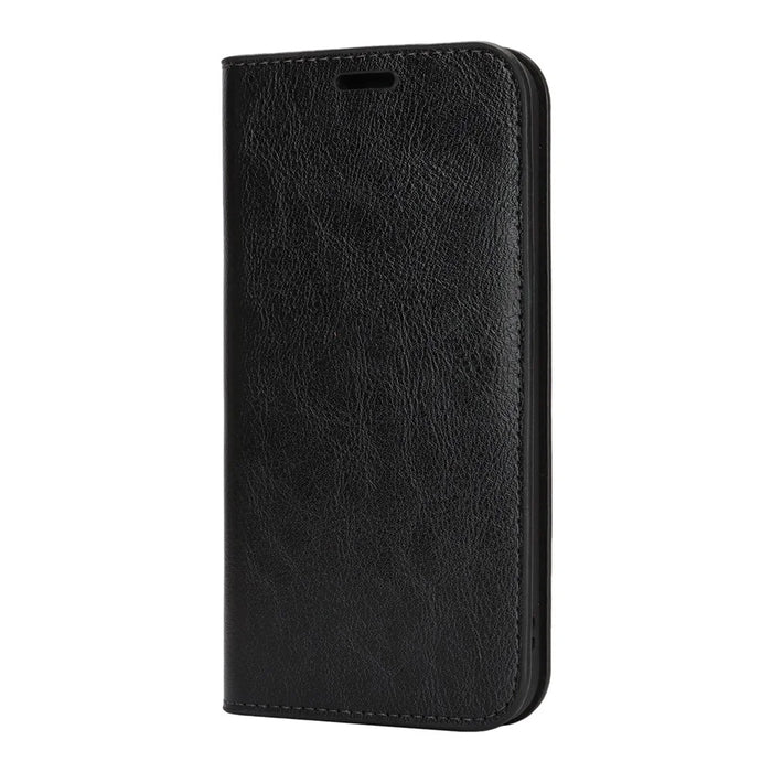 For iPhone 17e / 16e Case Crazy Horse Texture Split Leather Wallet Phone Cover - Black - 7