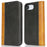 For iPhone 17e / 16e Case Calf Texture 3 Card Slots Color Splicing Leather Phone Cover - Black + Yellow - 1
