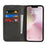 For iPhone 17e / 16e Case Calf Texture 3 Card Slots Color Splicing Leather Phone Cover - Black + Yellow - 2