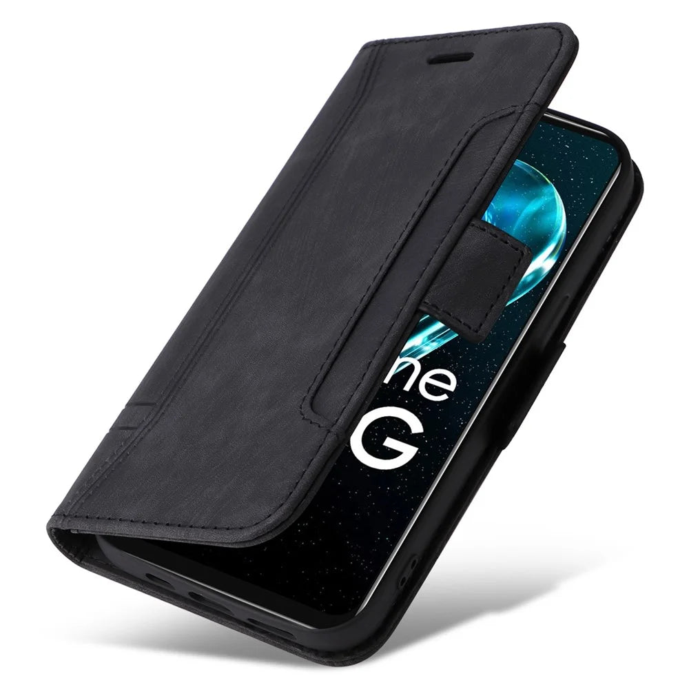 BETOPNICE 001 Anti-drop Phone Cover For Realme 9i 5G / 10 5G / V20 5G, Imprinted Stitching Line PU Leather + TPU Phone Case Stand Wallet with Strap - Black - 7