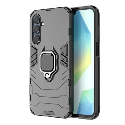 For Samsung Galaxy A16 5G  /  4G Case PC + TPU Protective Phone Cover with Ring Kickstand - Black - 1