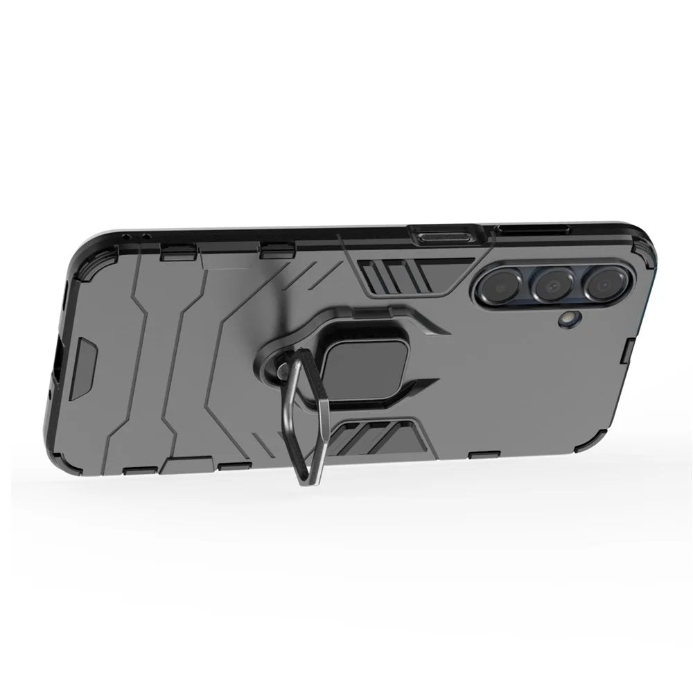 For Samsung Galaxy A16 5G  /  4G Case PC + TPU Protective Phone Cover with Ring Kickstand - Black - 3