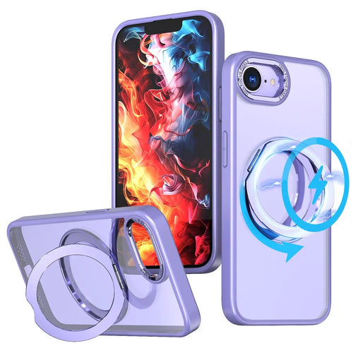 For iPhone 17e / 16e Case Compatible with MagSafe TPU + Acrylic Kickstand Phone Cover - Light Purple - 1
